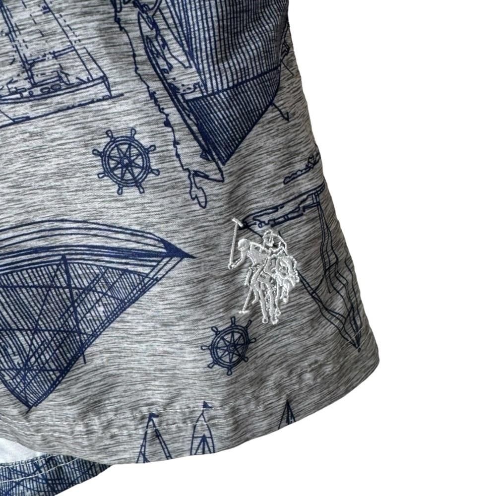 U.S. Polo Assn. Swim Trunks Drawstring Mesh Lined Sail Boats Gray Blue Men's L - Picture 3 of 9